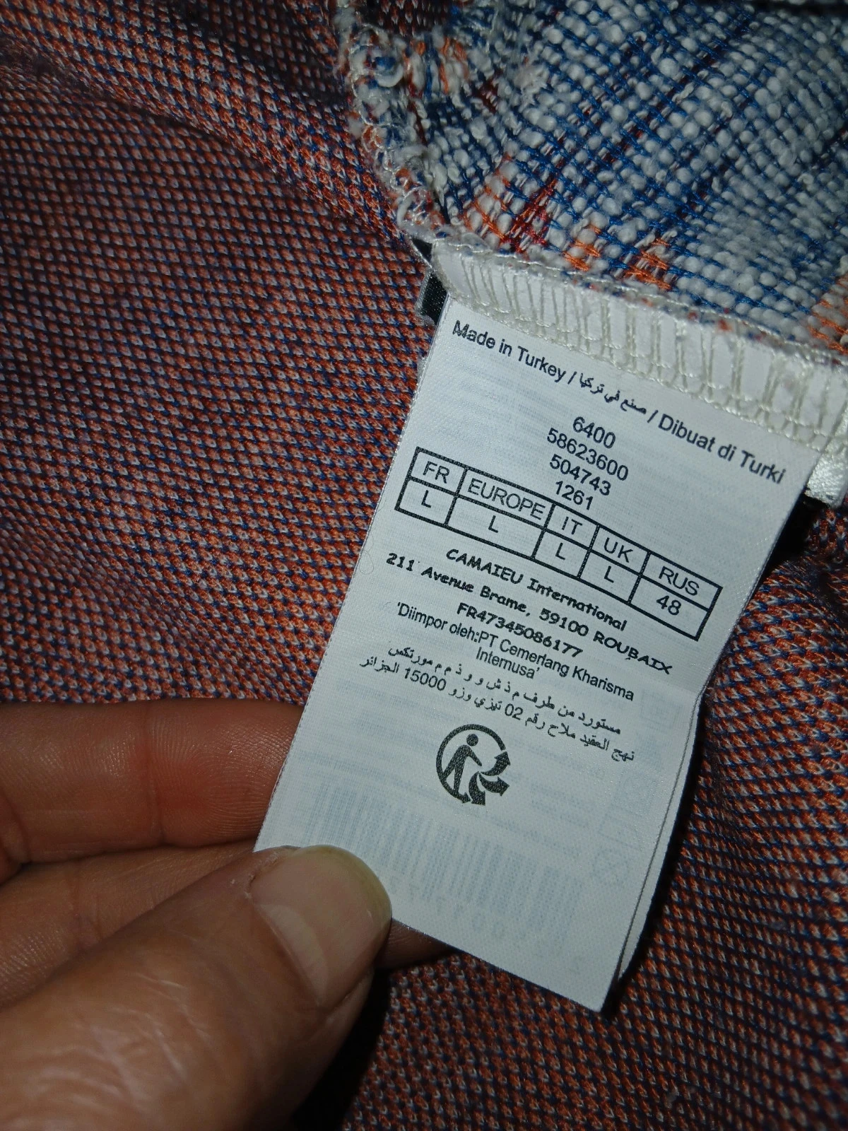 Chaqueta kimono Camaïeu – Estampado étnico azul/coral – Talla L – photo 4